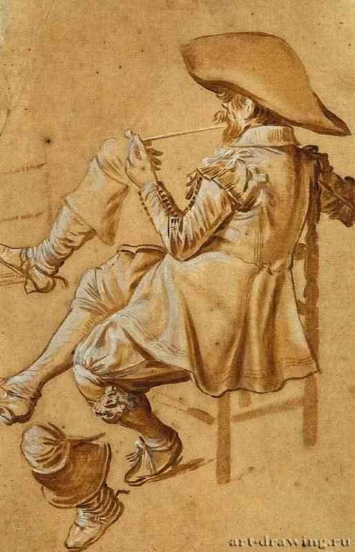 Курильщик. 1622-1627 - Масло, мел, бумага 27,7 x 17,8 Риксмузеум Амстердам