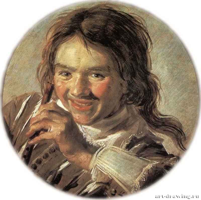 Мальчик с флейтой (аллегория слуха). 1626-1628 - Дерево, масло Диаметр 38 Государственный музей Шверин