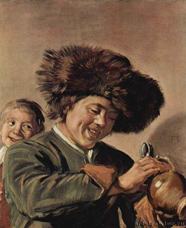 Два смеющихся юноши с пивным кувшином. 1626-1627 - 69,5 x 58 смХолст, маслоБароккоНидерланды (Голландия)Роттердам. Музей Бойманс ван Бейнинген