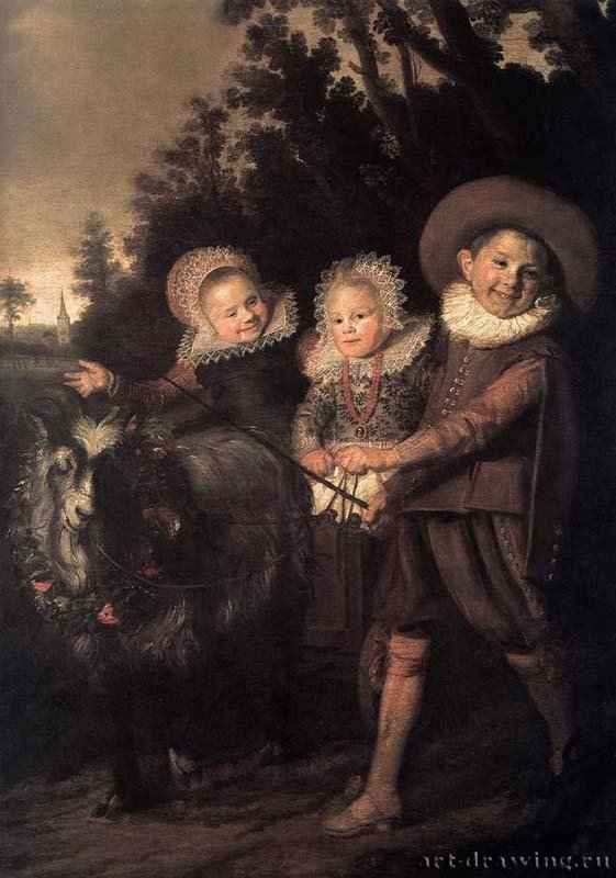 Трое детей с козлом, запряженным в повозку. 1620 * - 151 x 107,5 смХолст, маслоБароккоНидерланды (Голландия)Брюссель. Королевский музей изящных искусств