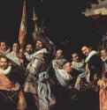 Банкет офицеров гарлемской стрелковой гильдии св. Адриана. 1633 - 207 x 337 смХолст, маслоБароккоНидерланды (Голландия)Харлем. Музей Франса Халса