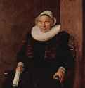 Портрет сидящей женщины с белыми перчатками в правой руке. 1643 - 123 x 98 смХолст, маслоБароккоНидерланды (Голландия)Нью-Хейвен (штат Коннектикут). Картинная галерея Йельского университета