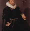 Портрет мужчины в плиссированном воротнике и с шляпой в левой руке. 1618-1620 - 102,5 x 79 смДерево, холст, маслоБароккоНидерланды (Голландия)Кассель. Картинная галереяПарная картина к 'Портрету женщины в кружевном воротнике и чепце'