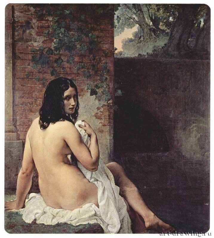 Купальщица, сидящая спиной. 1859 - 133,5 x 120 смХолст, маслоРомантизмИталияМилан. Пинакотека Брера