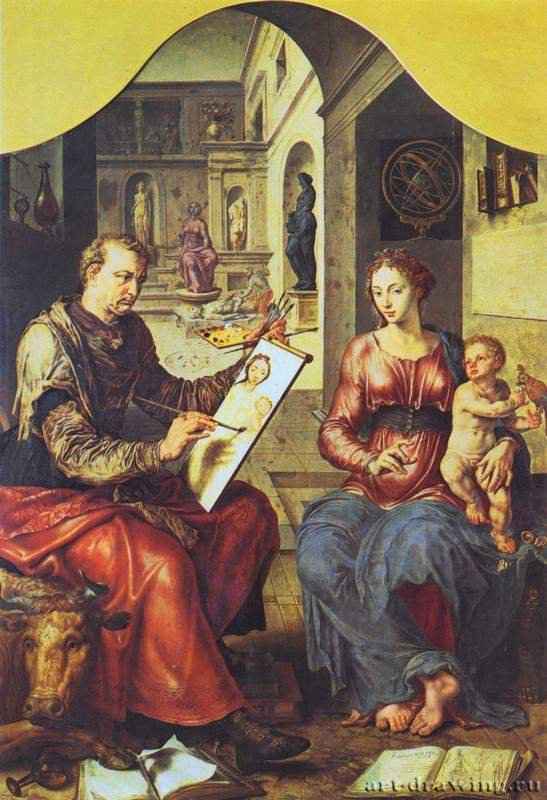 Евангелист Лука пишет мадонну. 1532 - 168 x 236 смДеревоВозрождениеНидерланды (Голландия)Харлем. Музей Франса Халса