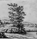 Итальянский пейзаж. 1640-1649 - Перо коричневым тоном, с китайская тушь отмывка, на бумаге 131 x 183 мм Школа изящных искусств Париж