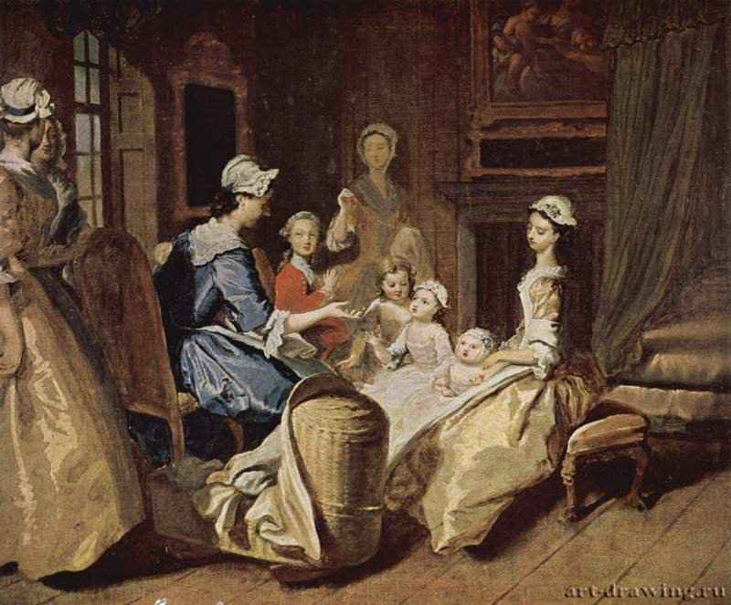 Памела рассказывает сказку. 1743-1745 - 74 x 80 смХолст, маслоБароккоВеликобританияКембридж (Великобритания). Музей Фицуильям