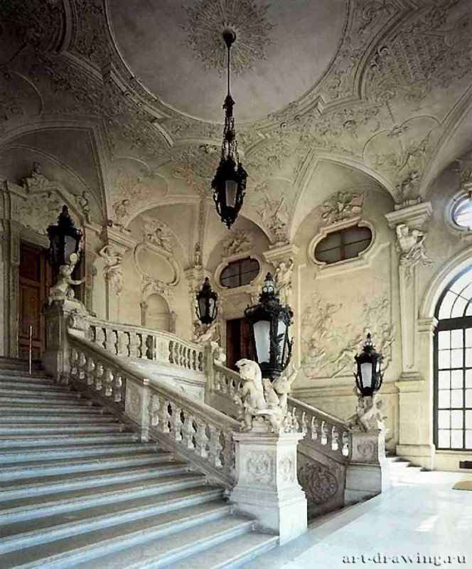 Верхний Бельведер. Лестничный зал. 1721 - 1723 - Вена. Австрия.