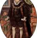 Портрет сэра Кристофера Хаттона. 1588-1591 - 5,7 x 4,5 смАкварель, пергамент, картонВозрождениеВеликобританияЛондон. Музей Виктории и АльбертаМиниатюра, стиль елизаветинской эпохи