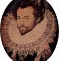 Портрет сэра Уолтера Рали. 1585 * - 4,8 x 3,8 смАкварель, пергамент, картонВозрождениеВеликобританияЛондон. Национальная портретная галереяМиниатюра, стиль елизаветинской эпохи