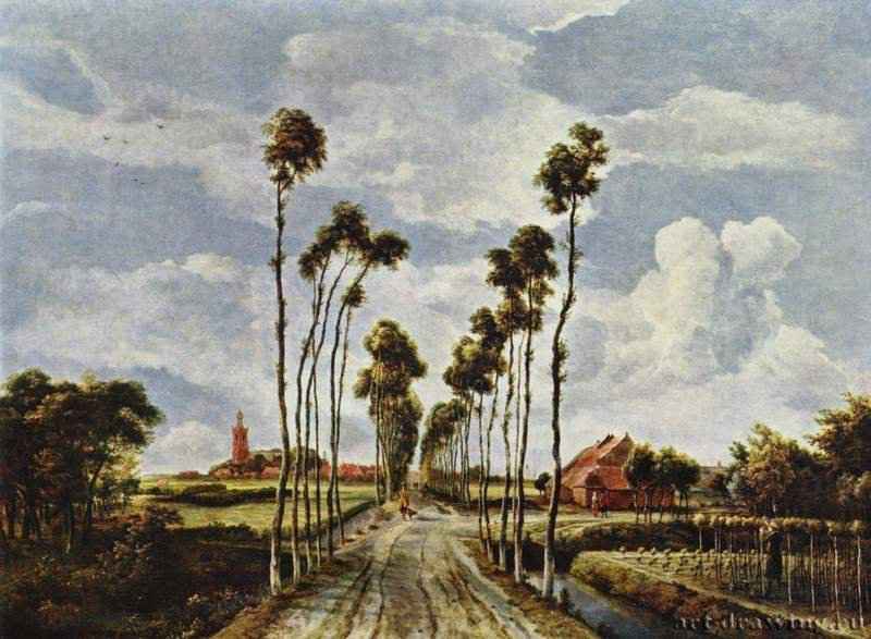 Аллея в Мидделхарнисе. 1689 - Холст; 104 x 141 см. Барокко. Нидерланды (Голландия). Лондон. Национальная галерея.