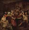 Цикл картин "Жизнь распутника". Сцена в кабачке. 1732-1735 - 62,5 x 75 смХолст, маслоРококоВеликобританияЛондон. Музей сэра Джона СоунаЦикл из восьми картин