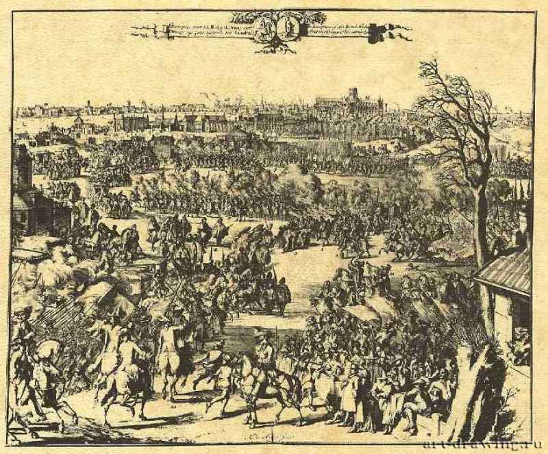 Въезд Вильгельма Оранского как будущего короля в Лондон. 1688 - 655 х 540 мм. Резцовая гравюра на меди. Лондон. Музей Виктории и Альберта. Голландия.