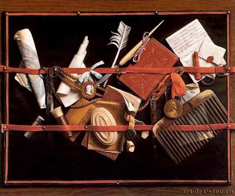 Натюрморт-обманка. 1666-1667 - Холст; масло Карлсруэ Картинная галерея Голландия Примечание