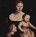 Портрет жены художника Эльсбет Бинзеншток со старшими детьми Филиппом и Катариной. 1528 - 77 x 64 смТемпераВозрождениеГермания и ВеликобританияБазель. Художественный музей