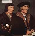 Портрет Томаса Годселва с сыном Джоном. 1528 - 35 x 36 смДерево, темпераВозрождениеГермания и ВеликобританияДрезден. Картинная галерея
