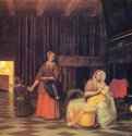 Кормящая мать, служанка и ребенок. 1663-1665 - 64 x 76 смХолст, маслоБароккоНидерланды (Голландия)Вена. Художественно-исторический музей