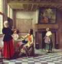 Женщина и двое мужчин, пьющие вино, и служанка. 1658 * - 73,7 x 64,6 смХолст, маслоБароккоНидерланды (Голландия)Лондон. Национальная галерея