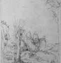 Пейзаж с замком, 1515 г. - Перо светлым серо-коричневым тоном, на бумаге; 191 x 130 мм. Берлин. Гравюрный кабинет. Германия.