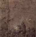 Вход Христа в Иерусалим, 1518 г. -  Перо коричневым и черным тоном, подсветка белым, на тонированной коричневым бумаге; 142 x 101 мм. Берлин. Гравюрный кабинет. Германия.