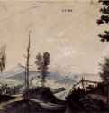 Пейзаж в предгорьях Альп, 1522 г. - Кисть, акварель и гуашь, на бумаге; 211 x 306 мм. Берлин. Гравюрный кабинет. Германия.