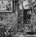 Тушение ночного пожара. 1690 - 320 х 450 мм Перо, отмывка серым тоном, на бумаге Делден Собрание ван Экк Голландия