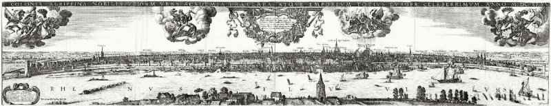 Кёльн, большой вид города. 1632-1636 - 1160 х 235 мм. Резцовая гравюра на меди. Кёльн. Собрание Гюнтера Лейстена. Чехия.
