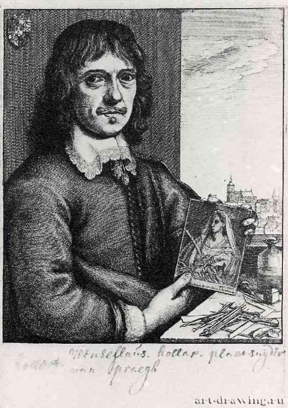 Холлар, Венцель: Автопортрет 1648. 160 х 114 мм. Офорт и гравюра сухой иглой. Париж.