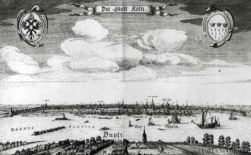 Кёльн, панорама города. 1632-1636 - Резцовая гравюра на меди. Кёльн. Собрание Гюнтера Лейстена. Фландрия.