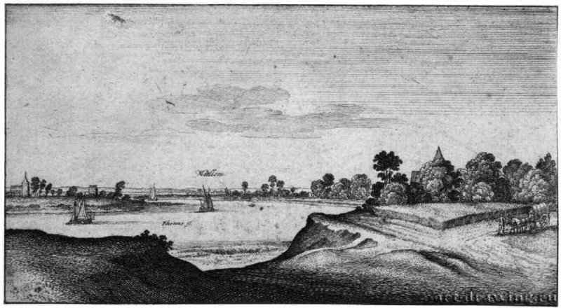 Мюльхайм на Рейне. 1643 - 91 х 170 мм. Офорт и гравюра сухой иглой. Кёльн. Собрание Гюнтера Лейстена. Чехия.