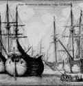 Голландский торговый корабль (флейт). 1647 - 141 х 232 мм. Офорт. Берлин. Гравюрный кабинет. Чехия.