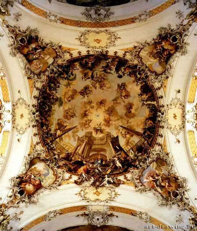 Церковь бенедиктинского аббатства. Фреска свода. 1757-1764 - Оттобойрен Австрия