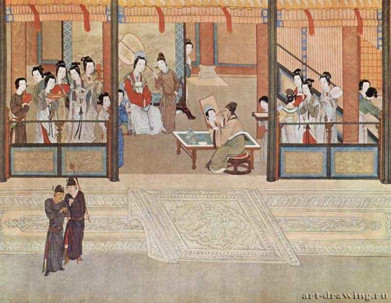 Весеннее утро во дворце Хань. 1530-1550 - Ширина 99 смШёлк, тушь, краскиКитайТайвань. Дворцовое собрание