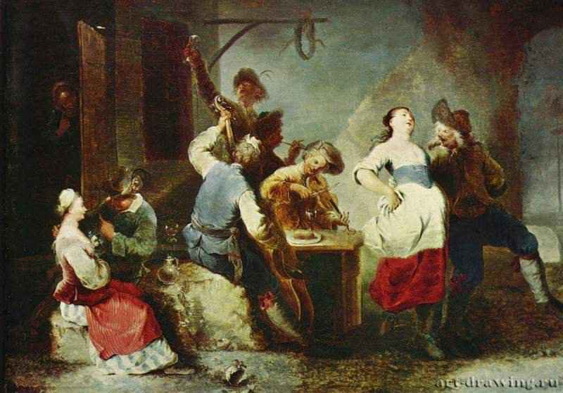 Крестьянский танец. 1755 * - 70 x 96,5 смХолстРококоГерманияМюнхен. Старая пинакотека