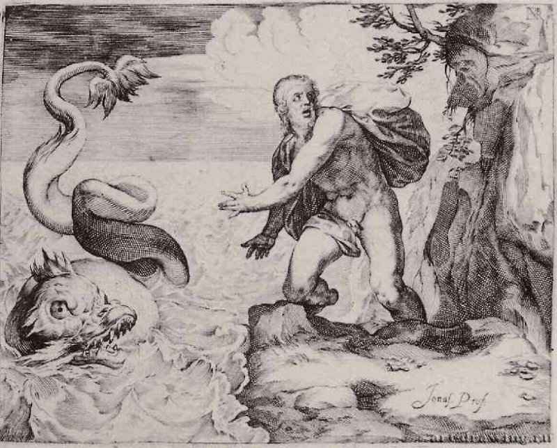 Иона и кит. 1620-1640 - 137 х 174 мм. Резцовая гравюра на меди. Лондон. Британский музей, Отдел гравюры и рисунка. Италия.