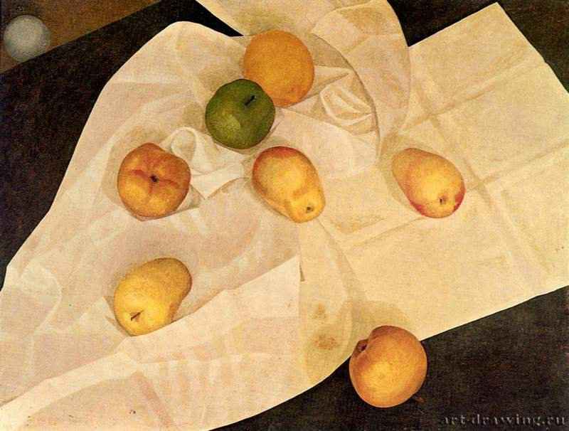 Яблоки и лимон. 1923 - 69,5 x 92 смХолст, маслоРоссияСанкт-Петербруг 