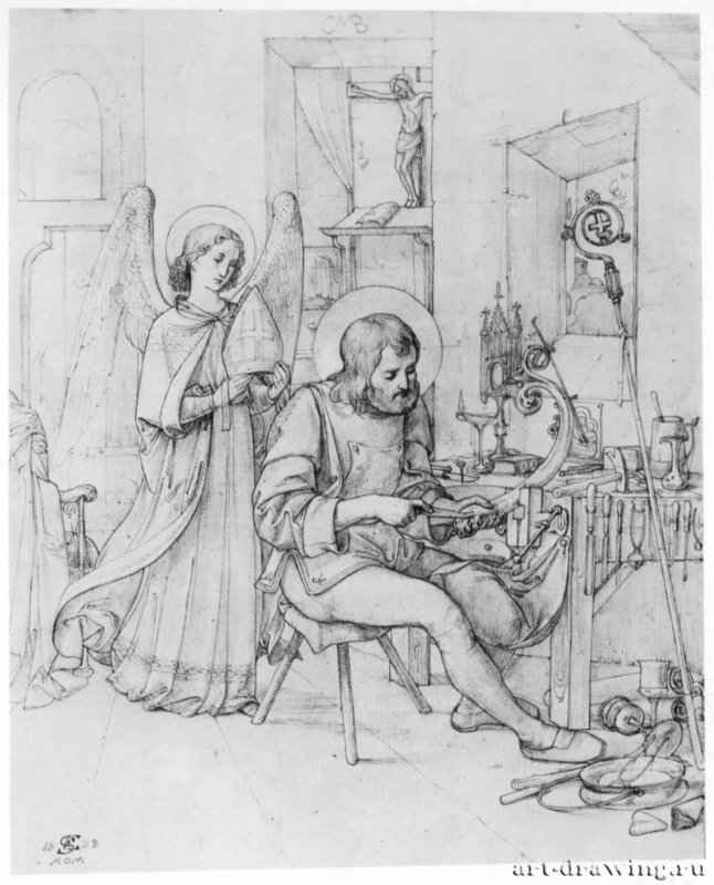 Святой Элигий. 1828 - 303 х 245 мм. Перо по рисунку карандашом, отмывка, на бумаге. Мюнхен. Государственное собрание графики.