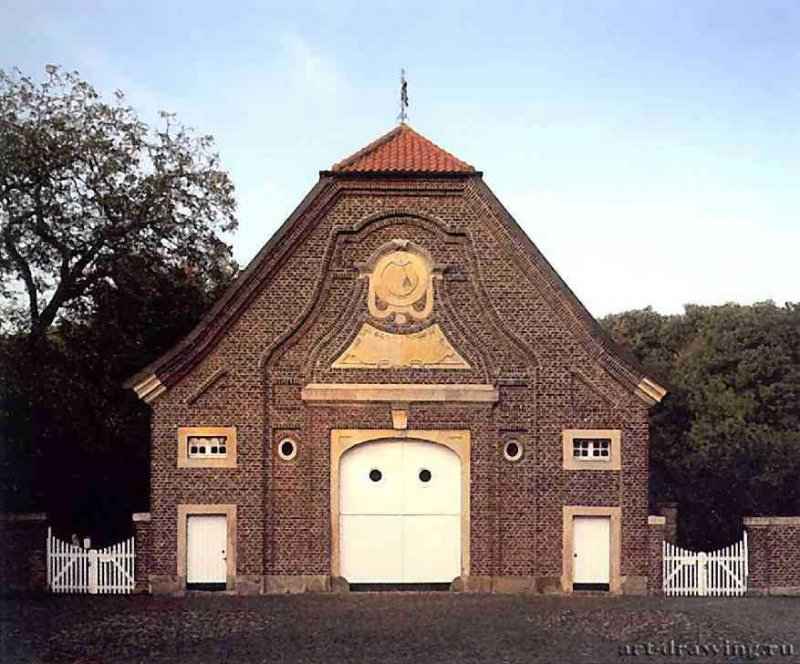 Рюшхаус. Вид со стороны двора. 1754-1749 - Ниенберг. Германия. Загородный дом Шлауна, выстроенный им недалеко от Мюнстера.