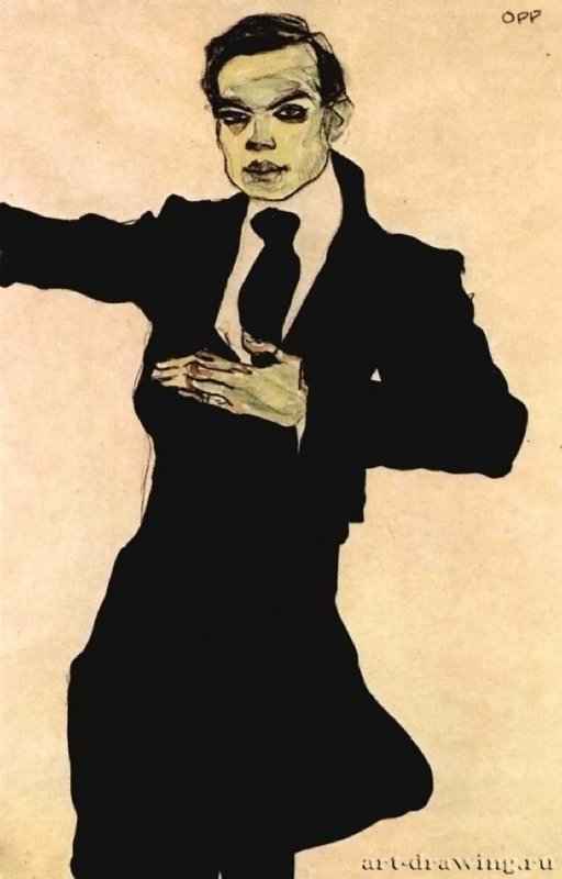 Портрет Макса Оппенгеймера 1910 - 45 x 29,9 смБумага, краска, тушь, акварельЭкспрессионизмАвстрияВена. Альбертина