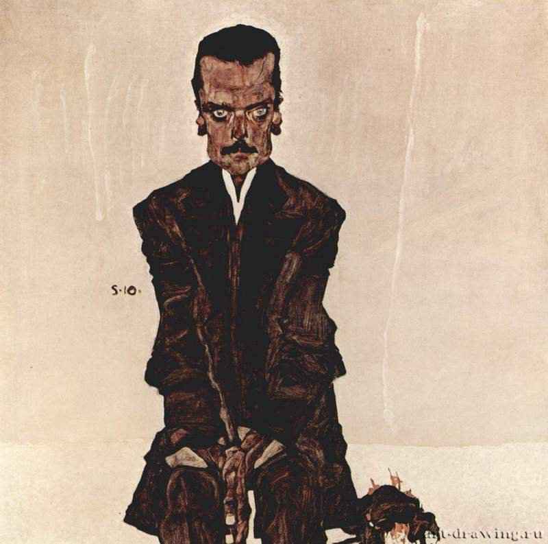 Портрет Эдуарда Космака 1910 - 100 x 100 смХолст, маслоЭкспрессионизмАвстрияВена. Галерея австрийской живописи в Бельведере