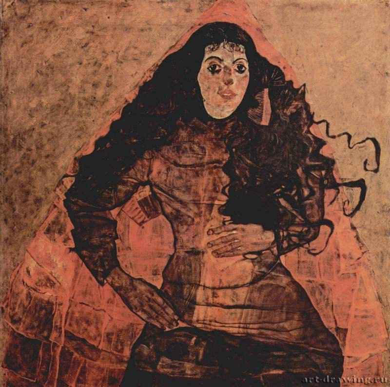 Портрет Труде Энгель 1911 - 100 x 100 смХолст, маслоЭкспрессионизмАвстрияЛинц. Новая городская галерея, музей Вольфганга Гурлитта