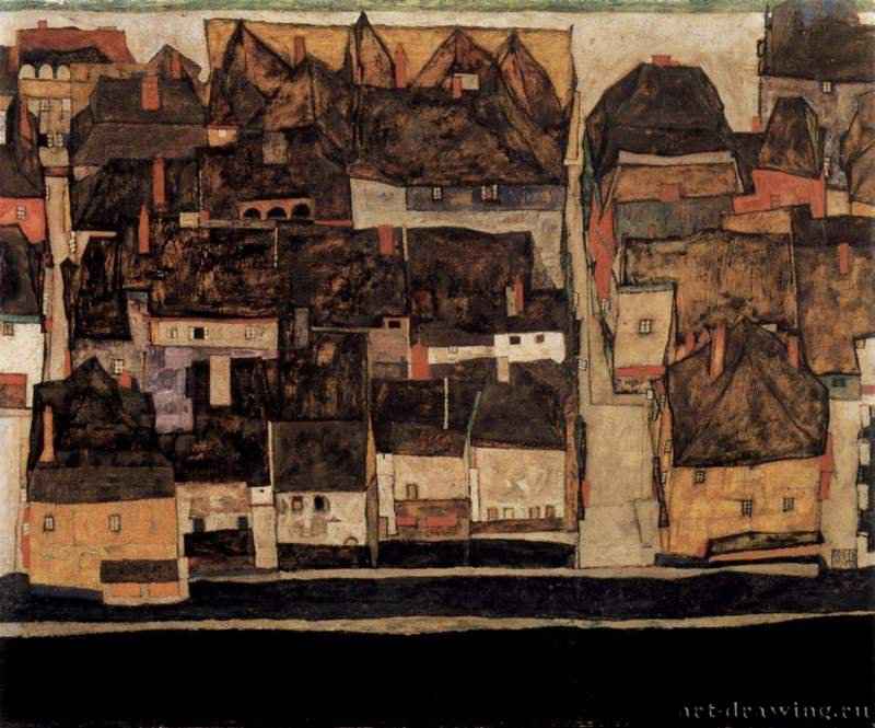 Крумау, или Городок IV 1913-1914 - 99,5 x 120,5 смХолст, маслоЭкспрессионизмАвстрияВена. Собрание Леопольд