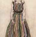 Портрет Эдит Шиле в полосатом платье 1915 - 180 x 110,5 смХолст, маслоЭкспрессионизмАвстрияГаага. Музей современного искусстваПортрет жены Шиле