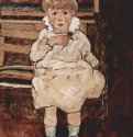 Сидящий ребенок 1918 - 100,5 x 70,5 смХолст, маслоЭкспрессионизмАвстрияНью-Йорк. Частное собрание
