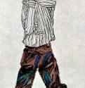 Юноша в полосатой рубашке, 1910 - 1913 г. - Черный мел и акварель; 452 x 312 мм. Вена. Частное собрание. Австрия.