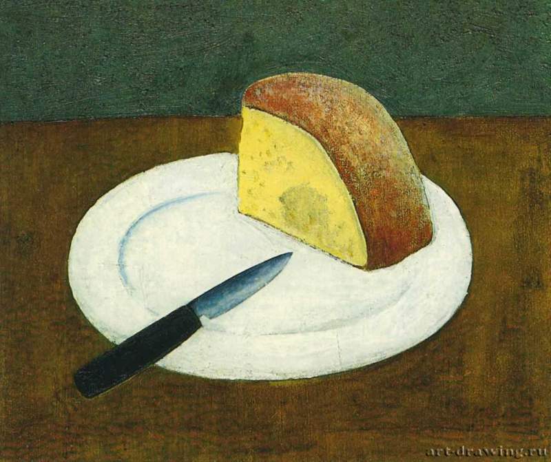 Натюрморт с сыром, 1920 г. - Холст, масло; 53 х 37 см. Костромской областной музей изобразительных искусств. Кострома. Россия.