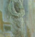 Мария в шубке, 1930 г. - Картон, масло; 32 х 19 см. Собрание семьи художника. Россия.