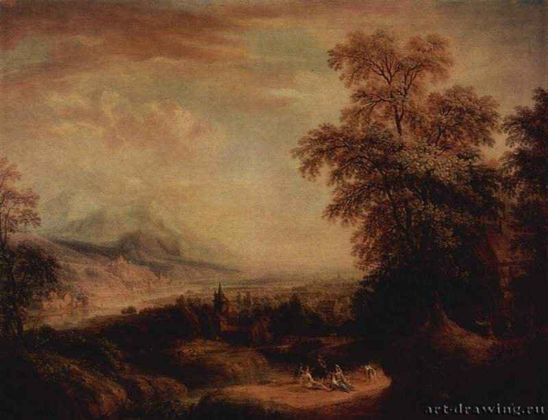 Горный пейзаж. 1773 - 43 x 53 смМедь, маслоКлассицизмГерманияСанкт-Петербург. Государственный Эрмитаж
