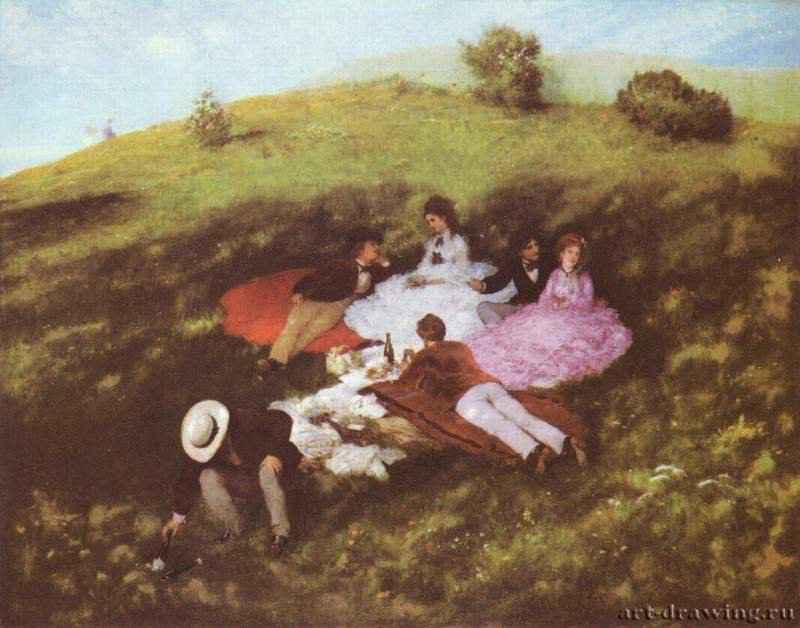 Пикник. 1873 - 123 x 161,5 смХолст, маслоИмпрессионизмВенгрияБудапешт. Национальный музей Венгрии