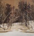 Лес зимой.1884 - 49,3 х 64,1 Бумага коричневая, уголь, мел